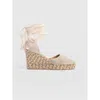 Saint + Sofia Rowe Espadrille Tie Wedges In Beige