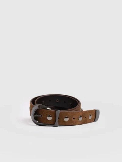 Saint + Sofia Roxie Studded Belt In Brown
