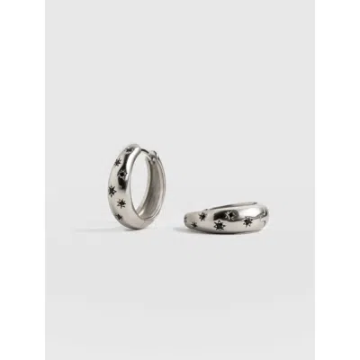 Saint + Sofia Scatter Star Hoop Earrings In Silver