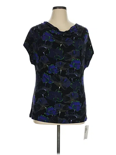 Pre-owned Saint + Sofia Short Sleeve Blouse In Blue