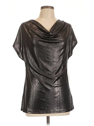 Pre-owned Saint + Sofia Short Sleeve Blouse In Silver