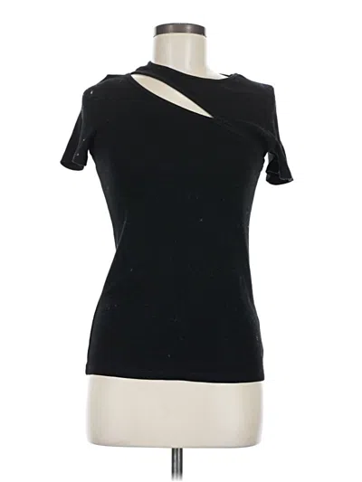 Pre-owned Saint + Sofia Short Sleeve Top Black One Shoulder Neckline Tops