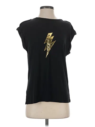 Saint + Sofia Short Sleeve Top Black One Shoulder Neckline Tops