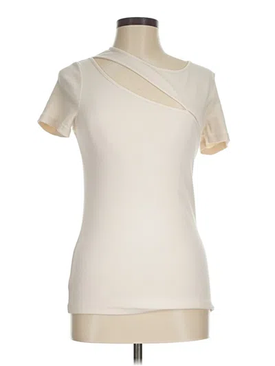 Pre-owned Saint + Sofia Short Sleeve Top Ivory One Shoulder Neckline Tops In White