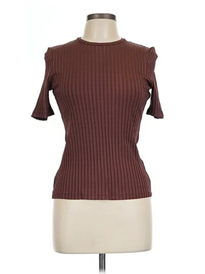 Pre-owned Saint + Sofia Short Sleeve Turtleneck In Brown