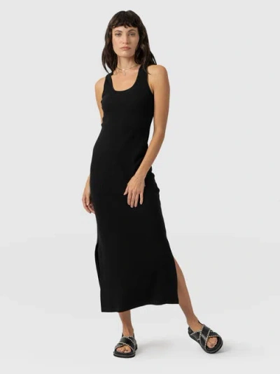 Saint + Sofia Sleeveless Rib Dress In Black