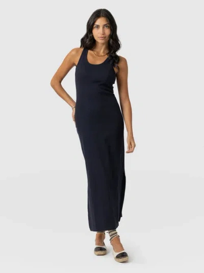 Saint + Sofia Sleeveless Rib Dress In Blue