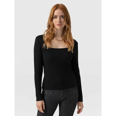 Saint + Sofia Sloane Ribbed Top In Black