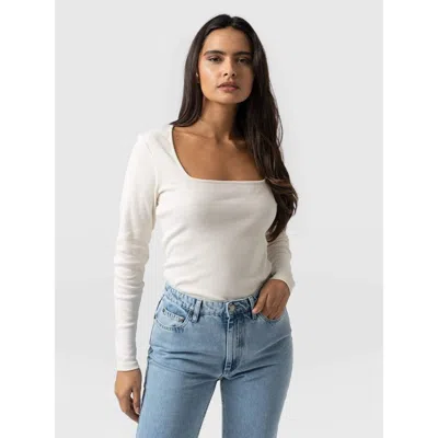 Saint + Sofia Sloane Ribbed Top In White