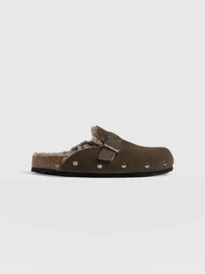 Saint + Sofia Studded Clogs In Brown