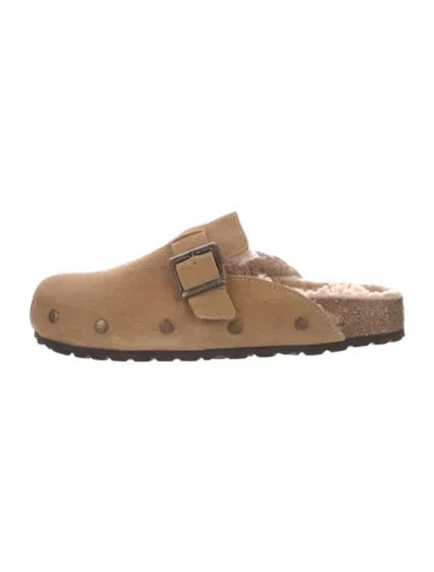 Pre-owned Saint + Sofia Suede Studded Accents Slides In Brown