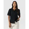 Saint + Sofia Tabitha Short Sleeve Blouse In Black