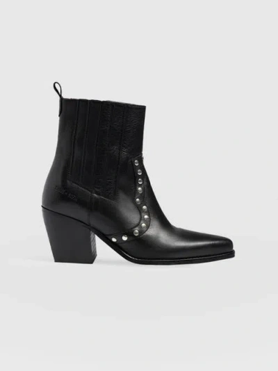 Saint + Sofia Texas Studded Boot In Black