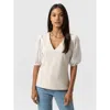 Saint + Sofia Tori Puff Sleeve Top In Beige