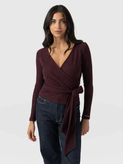 Saint + Sofia Victory Rib Top In Burgundy