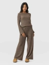 Saint + Sofia Victory Rib Wide Leg Pant In Neutral
