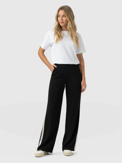 Saint + Sofia Victory Straight Leg Pant In Black Cream/beige Stripe