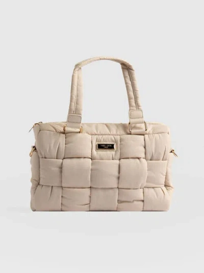 Saint + Sofia Woven Duffle Bag In White