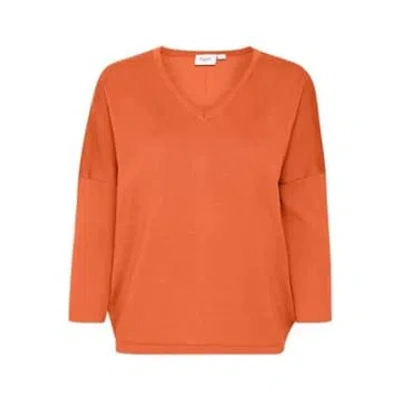 Saint Tropez Milasz V Neck Sweater In Orange