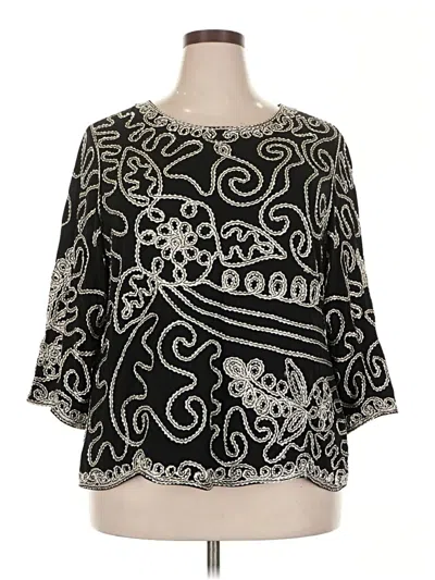 Pre-owned Saint Tropez West 3/4 Sleeve Blouse In Black