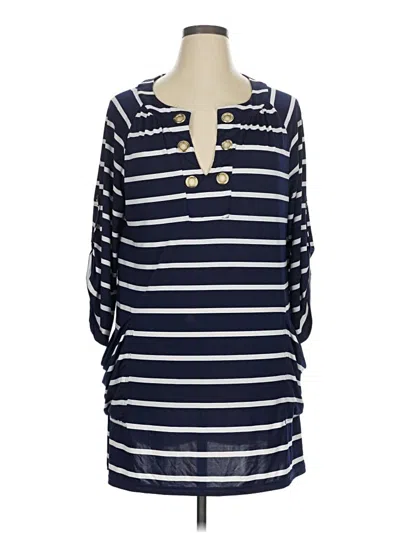 Pre-owned Saint Tropez West 3/4 Sleeve Blouse In Blue