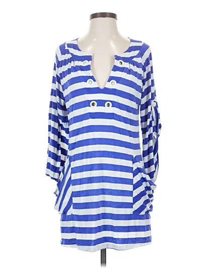 Pre-owned Saint Tropez West 3/4 Sleeve Blouse In Blue
