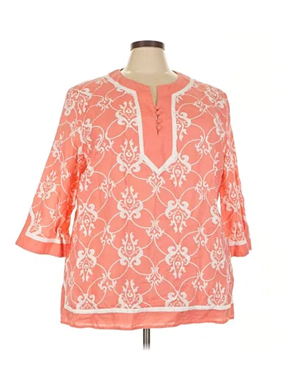 Pre-owned Saint Tropez West 3/4 Sleeve Blouse In Orange