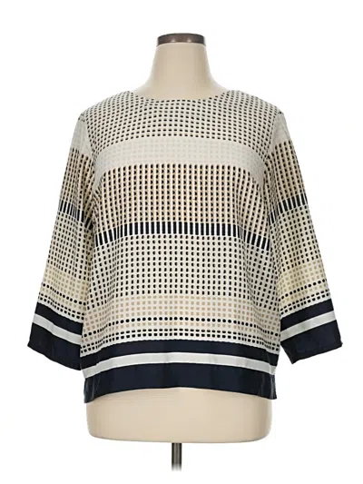 Pre-owned Saint Tropez West 3/4 Sleeve Top Ivory Square Neckline Tops In White