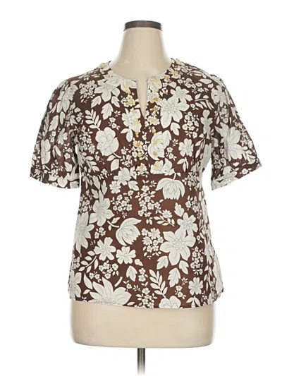 Pre-owned Saint Tropez West Short Sleeve Blouse In Brown