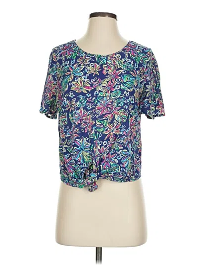 Pre-owned Saint Tropez West Short Sleeve Blouse In Purple