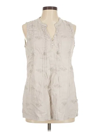 Pre-owned Saint Tropez West Sleeveless Button Down Shirt In Gray