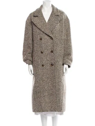 Pre-owned Saintart Tweed Pattern Faux Fur Coat In Neutral
