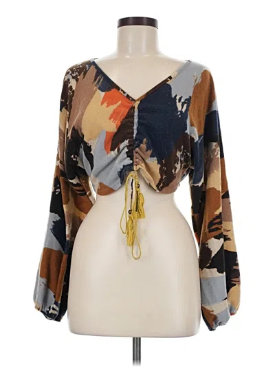 Pre-owned Saints & Hearts 3/4 Sleeve Blouse In Brown