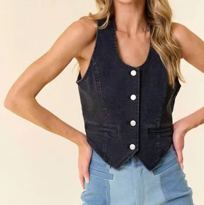 Saints & Hearts Aleah Denim Vest In Black