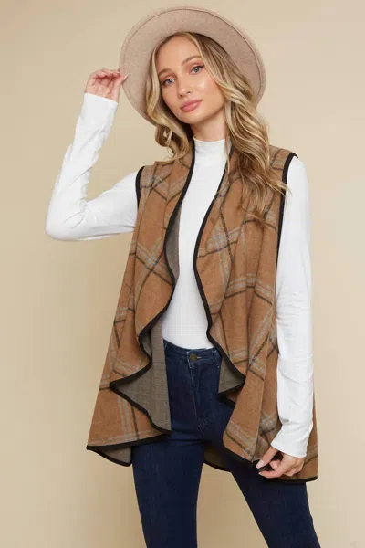 Saints & Hearts Canyon Winds Plaid Cascade Vest In Taupe In Multi