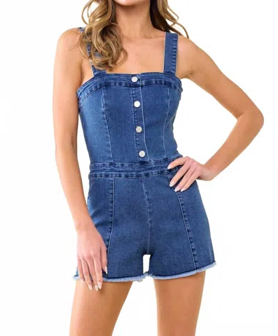 Saints & Hearts Caroline Denim Romper In Blue
