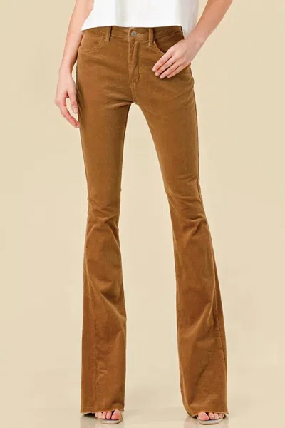Saints & Hearts Cord Flares With Distressed Hem In Camel