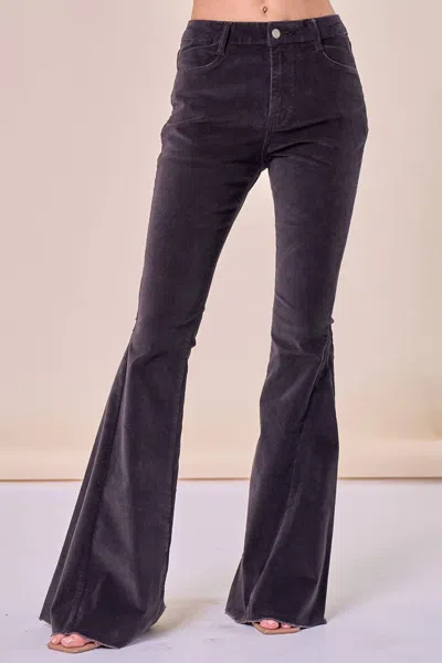 Saints & Hearts Corduroy Bellbottoms Pants In Charcoal In Black