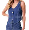 Saints & Hearts Denim Western Dream Vest In Medium Denim In Blue