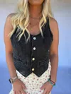 Saints & Hearts Dolled Up Denim Vest In Black