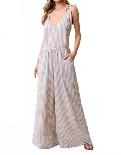 Saints & Hearts Fay Linen Blend Jumpsuit In White In Gray