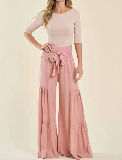 Saints & Hearts Go With The Flow Smocked Waist Pants In Rose In Pattern