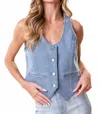 Saints & Hearts Light Weight Denim Vest In Light Denim In Blue