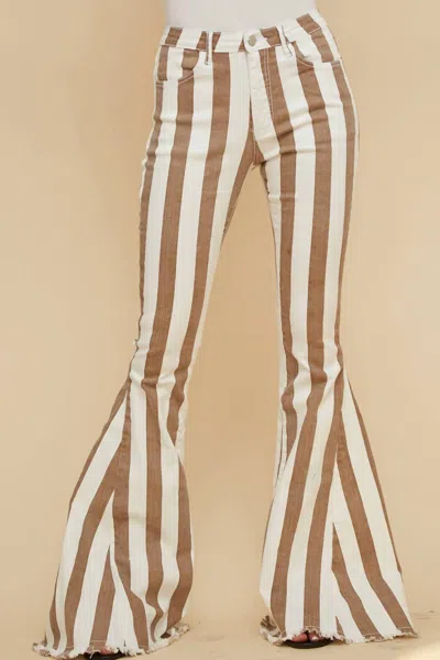 Saints & Hearts Maeve Striped Bell Bottoms In Rust In Multi