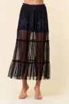 Saints & Hearts Mesh Sheer Tiered Skirt In Black In Black
