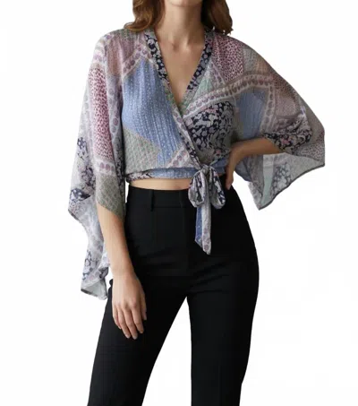 Saints & Hearts Printed Kimono Top In Blue Multi