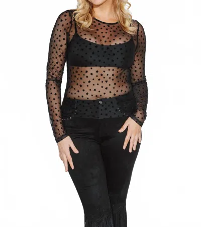 Saints & Hearts Star Mesh Layering Top In Black