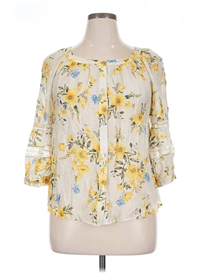 Pre-owned Saints + Secrets 3/4 Sleeve Blouse In Yellow