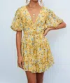 Saints + Secrets Short Sleeve Mini Dress In Yellow Floral In Multi
