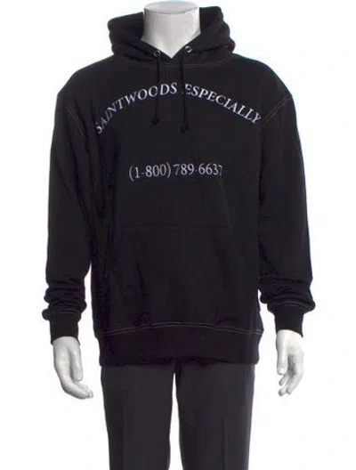 Pre-owned Saintwoods Graphic Print Crew Neck Hoodie W/ Tags In Black
